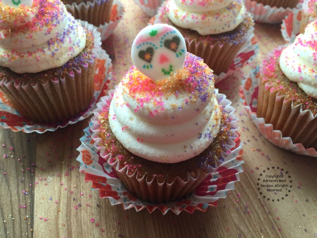Easy Sugar Skull Pumpkin Cupcakes for Day of the Dead