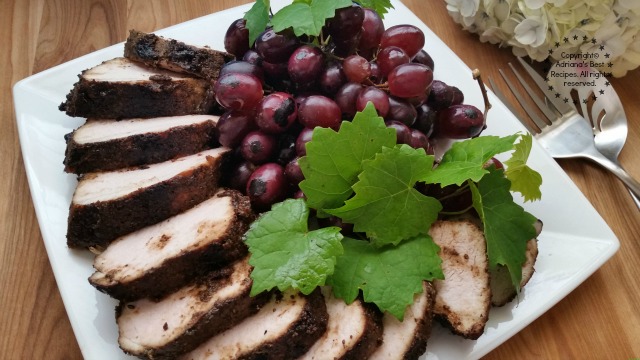 Grilled Pork Loin with Grapes and a Coffee Rub #ABRecipes