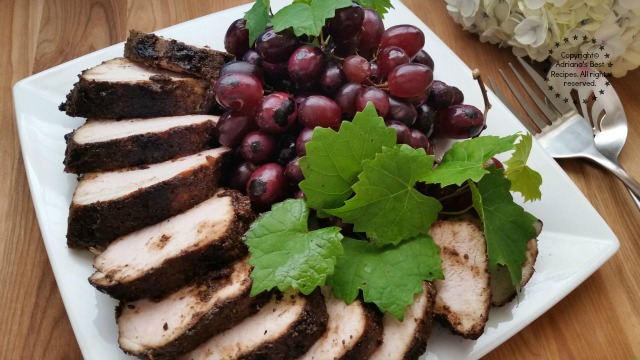 Grilled Pork Loin with Grapes and a Coffee Rub #ABRecipes Grilled Pork Loin with Grapes and a Coffee Rub #ABRecipes
