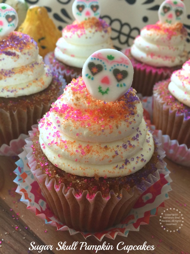 Sugar Skull Pumpkin Cupcakes Recipe #ABRecipes