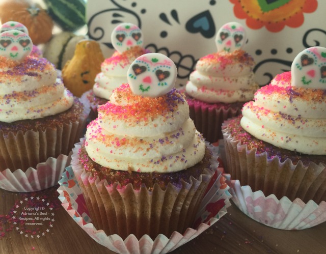 Sugar Skull Pumpkin Cupcakes prepared with ingredients that you can easily find at your local supermarket #ABRecipes