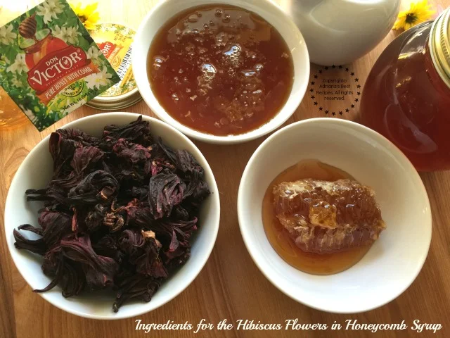 Ingredients for the Hibiscus Flowers in Honeycomb Syrup #HoneyForHolidays Ingredients for the Hibiscus Flowers in Honeycomb Syrup #HoneyForHolidays