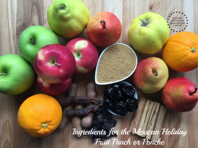 Ingredients for the Mexican Holiday Fruit Punch or Ponche Ingredients for the Mexican Holiday Fruit Punch or Ponche