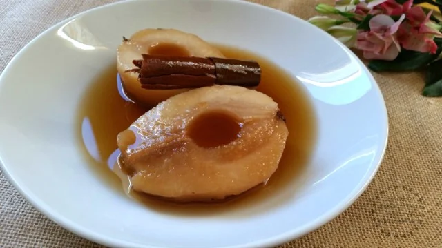 Poached Red Anjou Pears in Cinnamon Syrup perfect for the fall Poached Red Anjou Pears in Cinnamon Syrup perfect for the fall