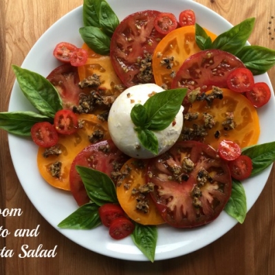 A decadent Heirloom Tomato and Burrata Salad