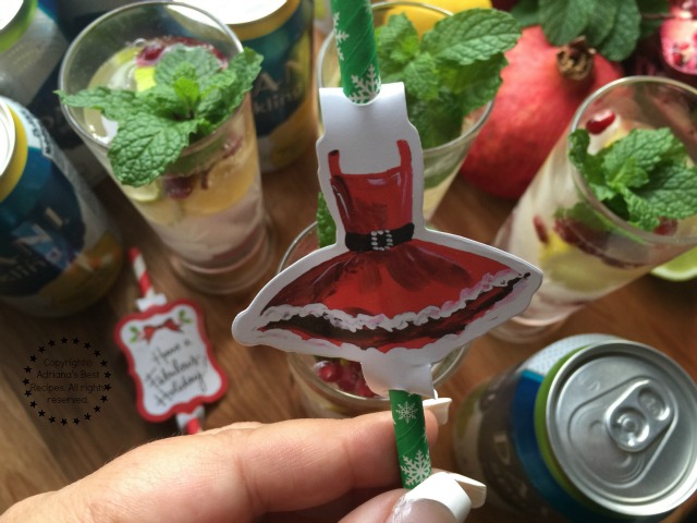 I found fun straws with holidays motifs to add more color and personality to this fun mocktail #SparklingHolidays #ad 