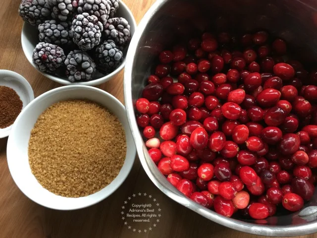 Ingredients for the Spicy Blackberry Cranberry Sauce Ingredients for the Spicy Blackberry Cranberry Sauce