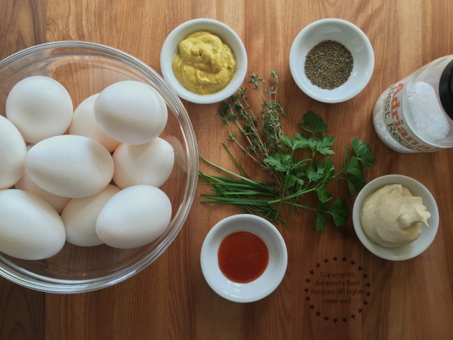 Ingredients for the Sriracha Deviled Eggs