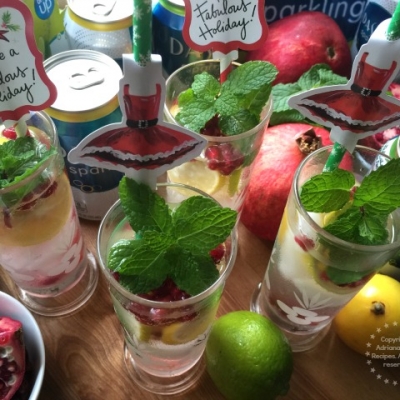 Minty Lemon Lime Pomegranate Spritzer Recipe