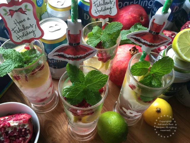 Minty Lemon Lime Pomegranate Spritzer Recipe #SparklingHolidays #ad