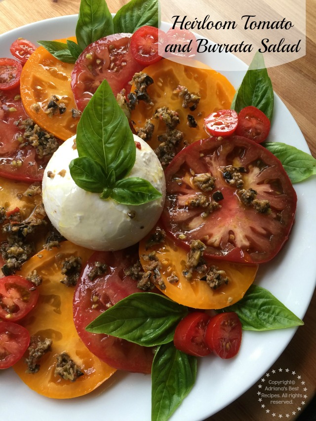 Recipe for the Heirloom Tomato and Burrata Salad