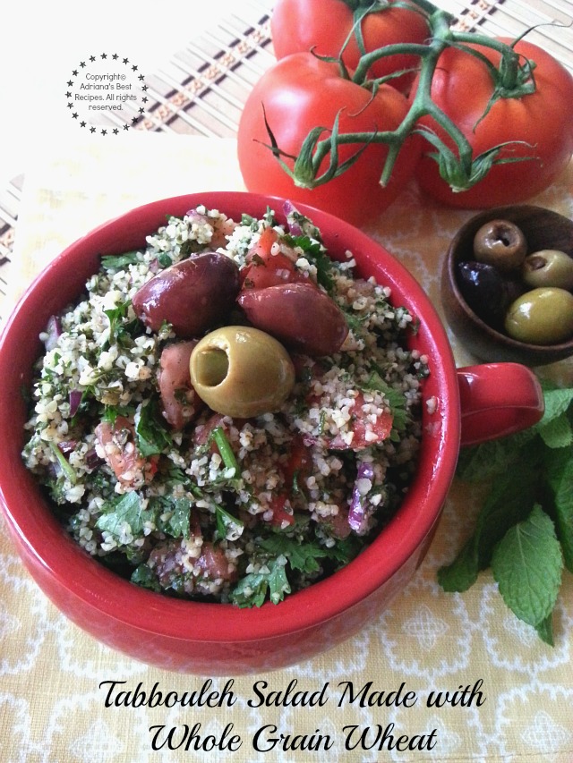 Tabbouleh salad made with whole grain wheat