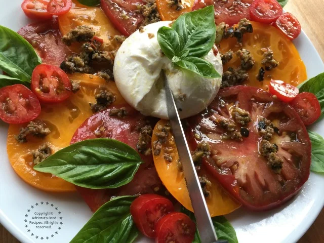 When you cut the burrata it oozes this beautiful creamy and buttery cheese When you cut the burrata it oozes this beautiful creamy and buttery cheese