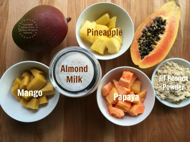 Ingredients for the Peanut Butter Tropical Smoothie Ingredients for the Peanut Butter Tropical Smoothie