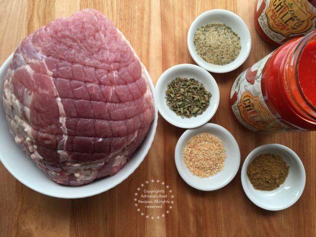 Ingredients for the Shredded Pork on Red Chile Sauce