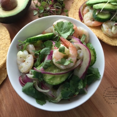 Shrimp aguachile is the cousin of the ceviche and a very popular appetizer served in the state of Sinaloa
