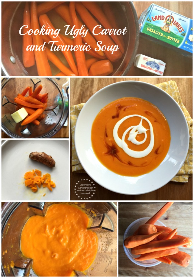 Cooking ugly carrot and turmeric soup