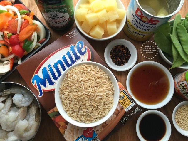 Ingredients for cooking the Chipotle Pineapple Shrimp Stir Fry