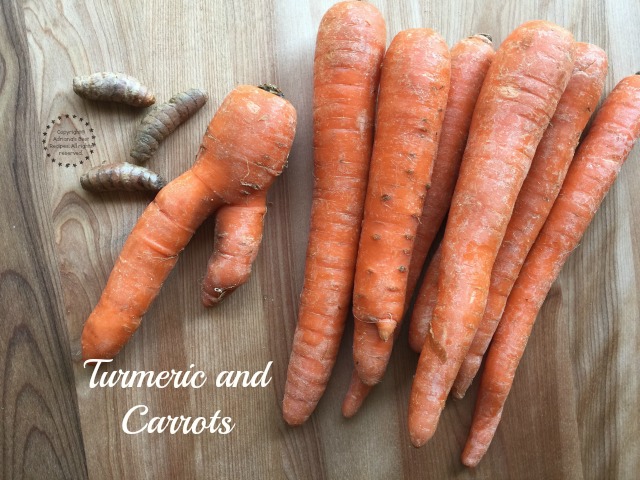 Ingredients for making the Ugly Carrot and Turmeric Soup
