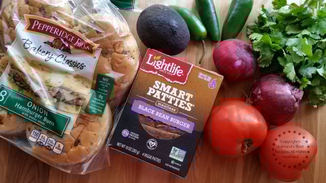 Ingredients for the Black Bean Burgers with Pico de Gallo and Avocado