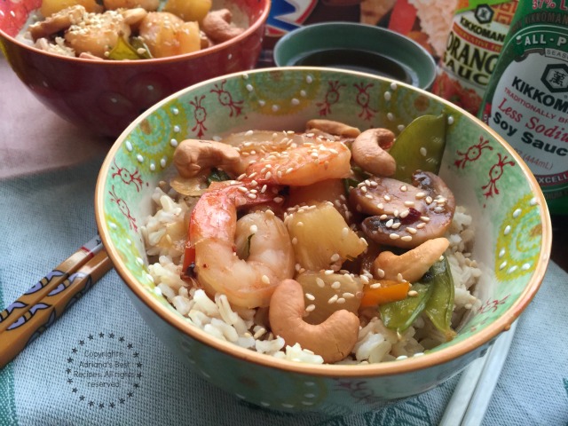 Spicy Pineapple Shrimp Stir Fry ready in less than 20 minutes