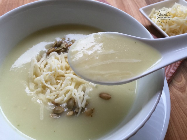 A comforting and luscious spoon of chayote cream soup