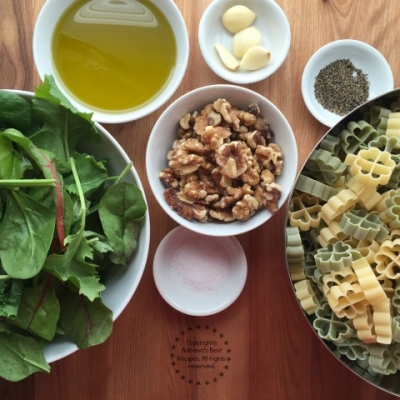 Ingredients for making the Kale Pesto Lucky Pasta
