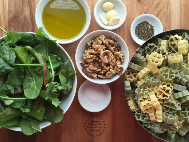 Ingredients for making the Kale Pesto Lucky Pasta