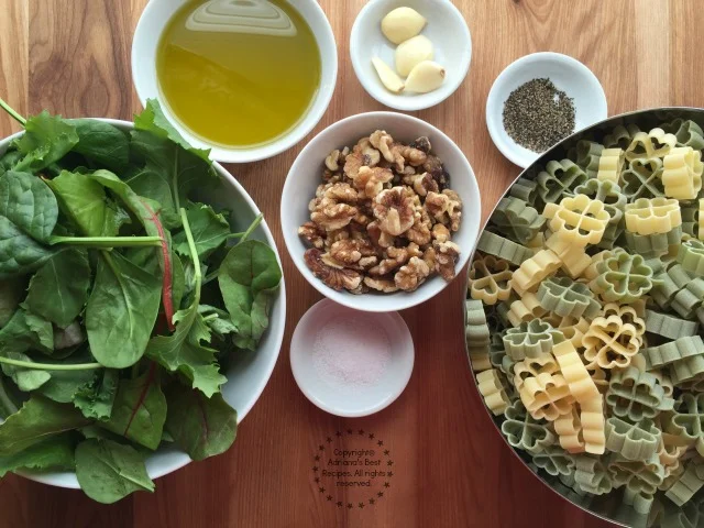 Ingredients for making the Kale Pesto Lucky Pasta Ingredients for making the Kale Pesto Lucky Pasta