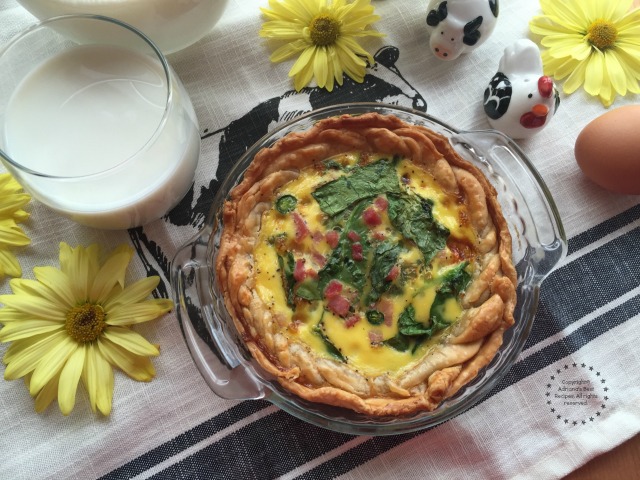This recipe for Egg Breakfast Pie has 30 grams of protein per serving when paired with an 8 ounce glass of milk