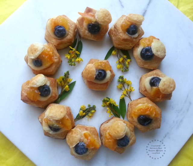 Vanilla Blueberry Vol Au Vents with a dash of orange peel preserves