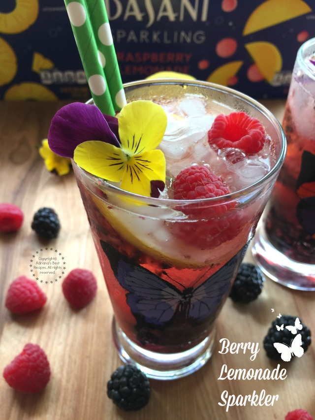 A berry lemonade sparkler made with fresh fruit, citrus and Dasani Sparkling