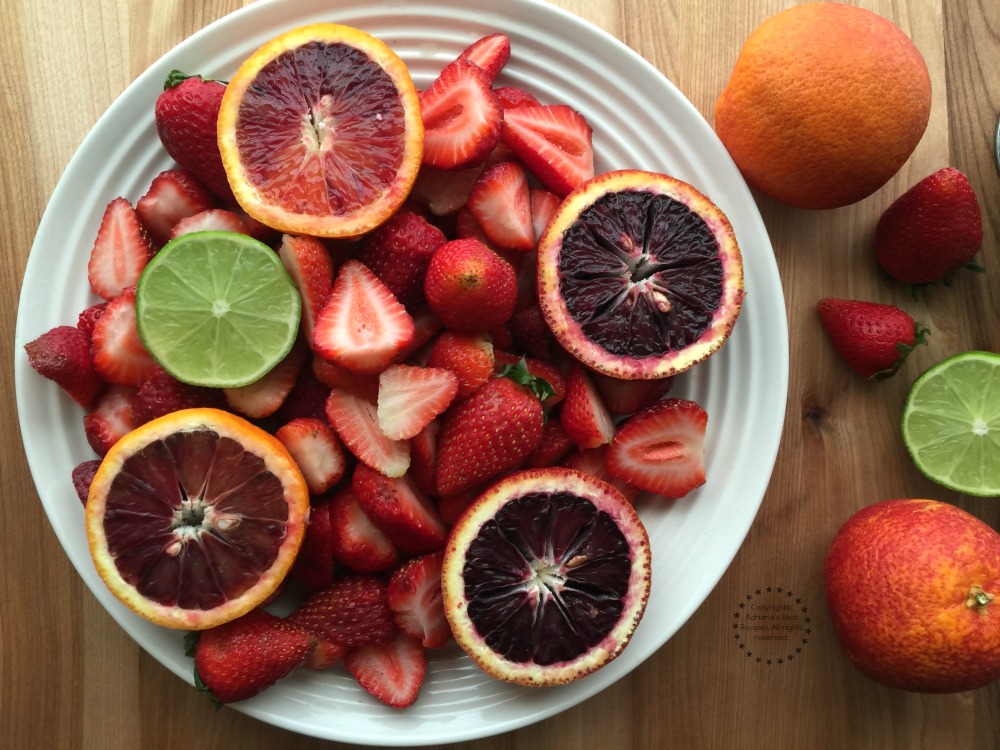 Fresh Strawberries, Blood Oranges, Persian Lime few of the ingredients for the Strawberry Blood Orange Frozen Pie