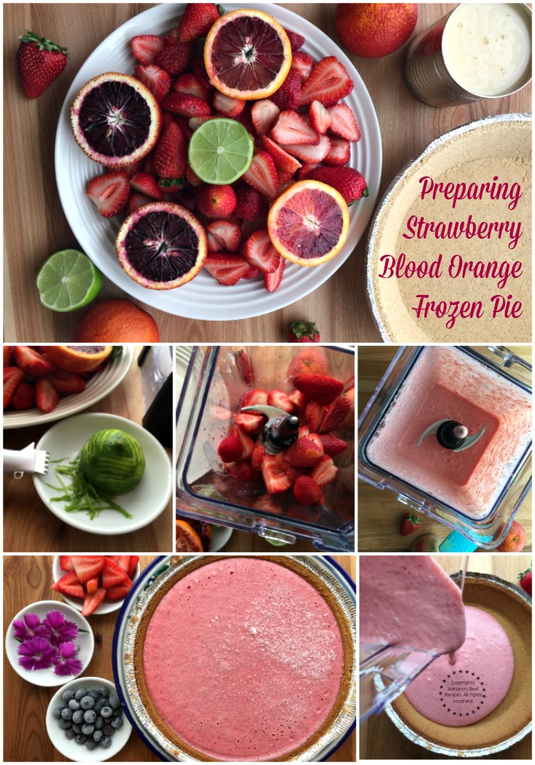 Preparing the Strawberry Blood Orange Frozen Pie