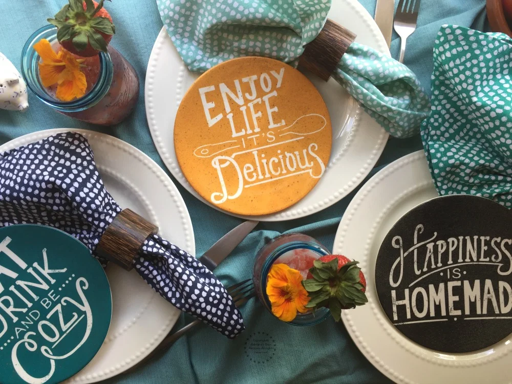 I have chosen to use blue and yellow colors combined with white plates and printed napkins that complement the tablecloth I have chosen to use blue and yellow colors combined with white plates and printed napkins that complement the tablecloth