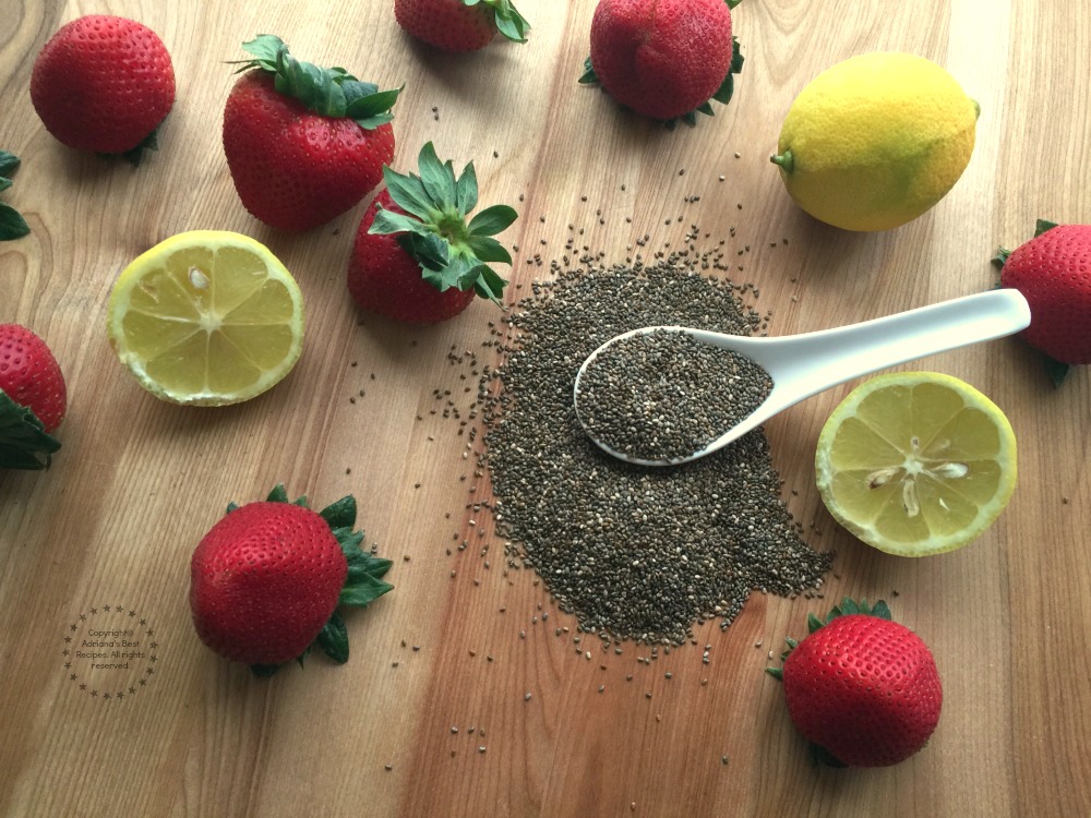 Ingredients for the Strawberry Chia Agua Fresca