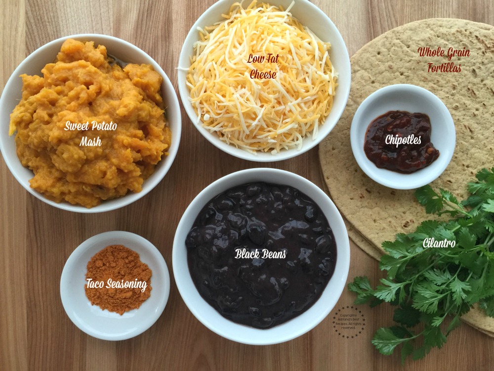 Ingredientes para las quesadillas de camote con frijol negro