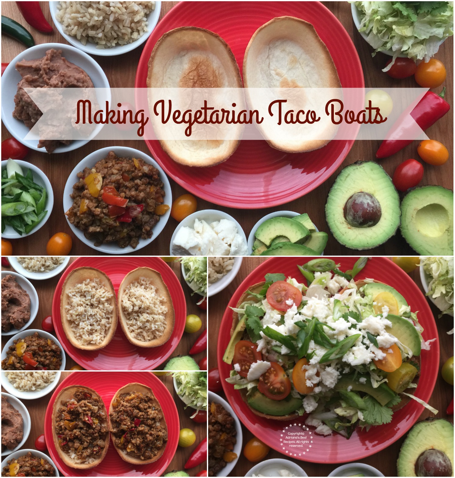 Making vegetarian taco boats