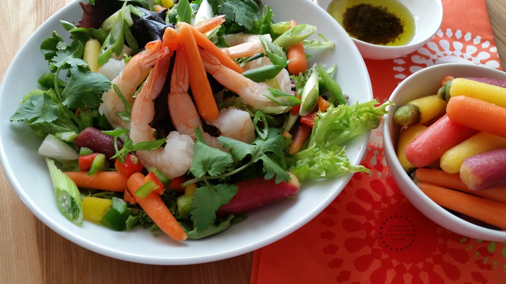 The rainbow carrot shrimp salad can also be served on a special occasion