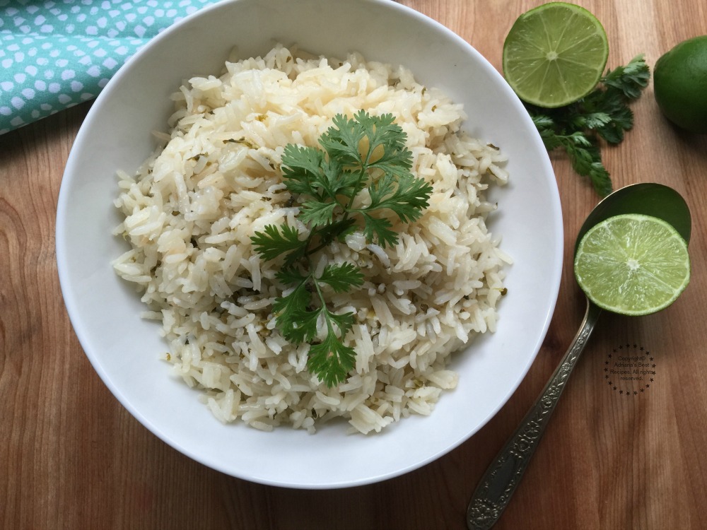 This cilantro lime rice goes perfect with grilled meats, like chicken, beef or seafood