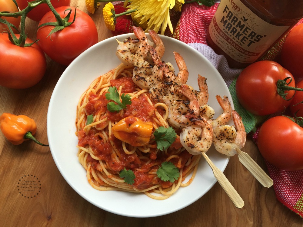 Cooking with good quality ingredients makes the difference to achieve flavorful dishes like this Marinara Habanero Shrimp Pasta