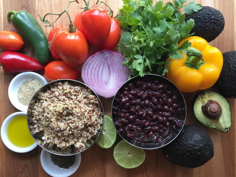 Ingredients for making the Quinoa Stuffed Avocados