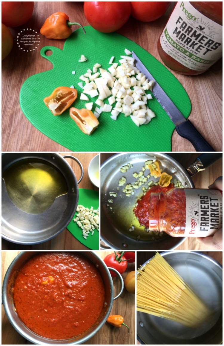 Preparing the habanero marinara sauce