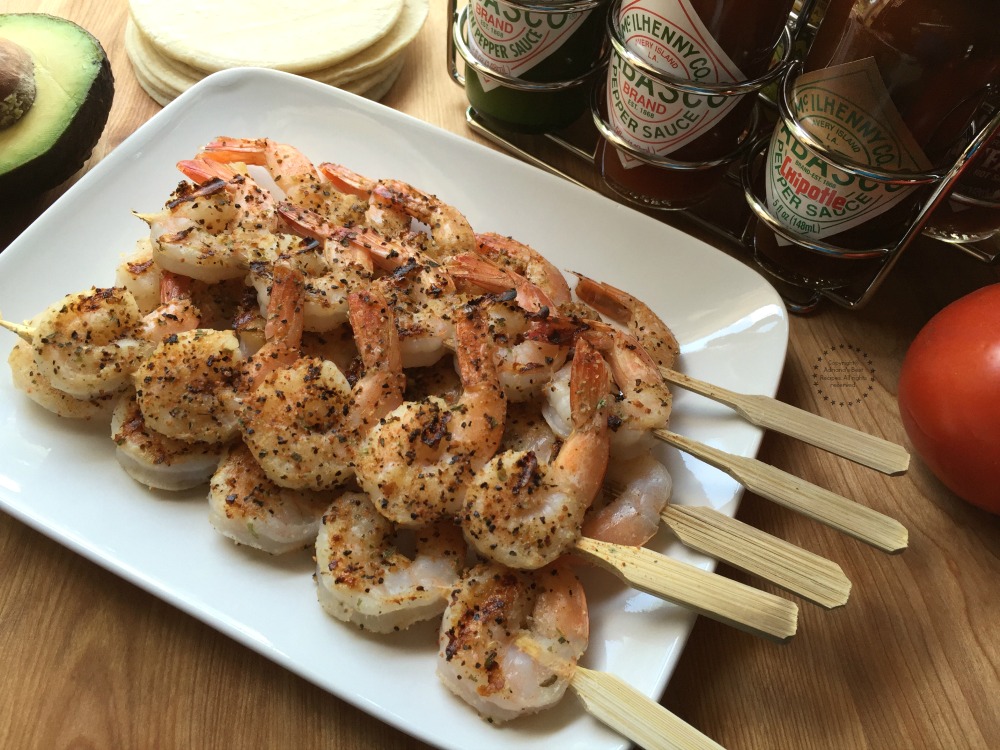 The shrimp kebabs ready for tacos