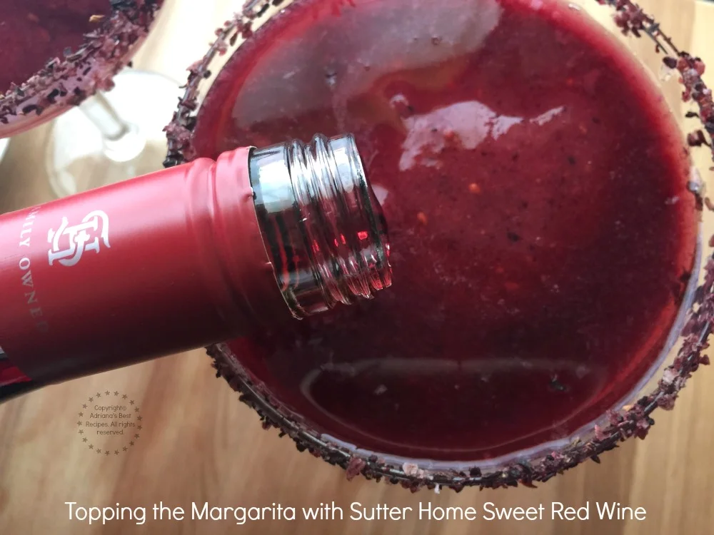 Topping the margarita with Sutter Home Sweet Red Wine