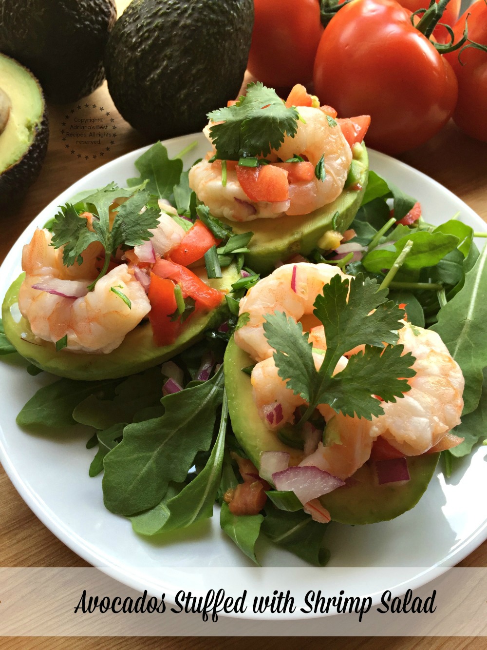 Aguacates stuffed with shrimp salad using fresh Avocados From Mexico
