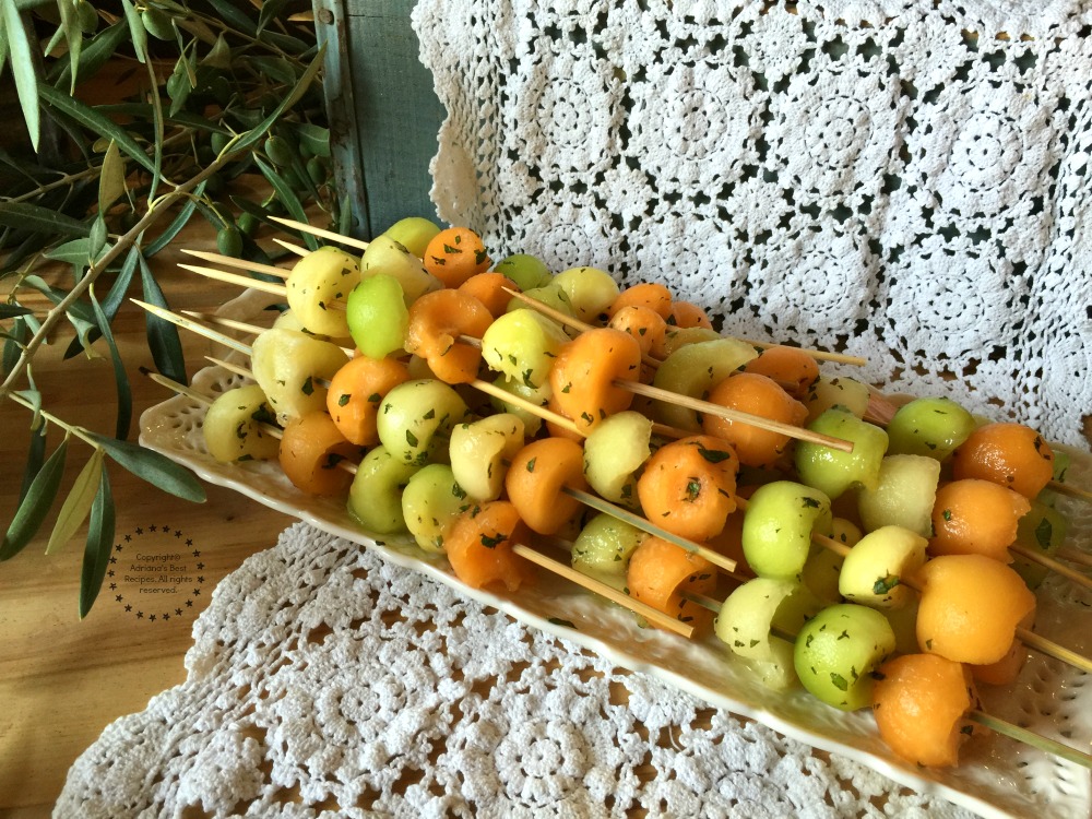 Fresh Melon Skewers with Mint