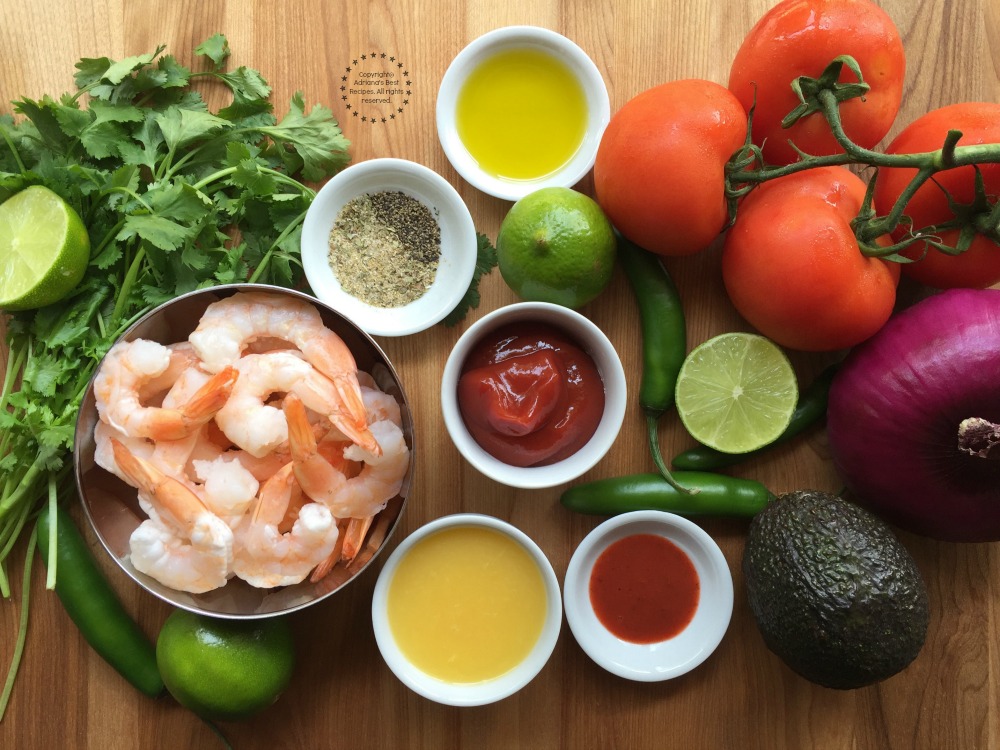 Ingredients for the Mexican Shrimp Cocktail