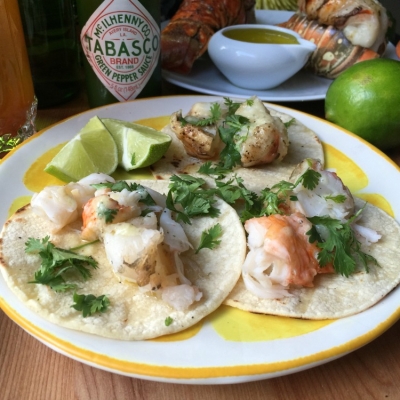 Tacos de langosta para el menú de la taquiza