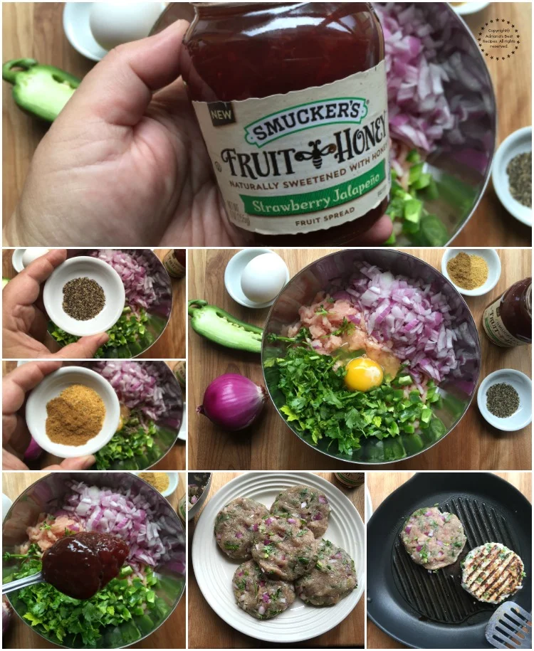 Preparando las hamburguesas de pavo y fresas con jalapeno Preparando las hamburguesas de pavo y fresas con jalapeno